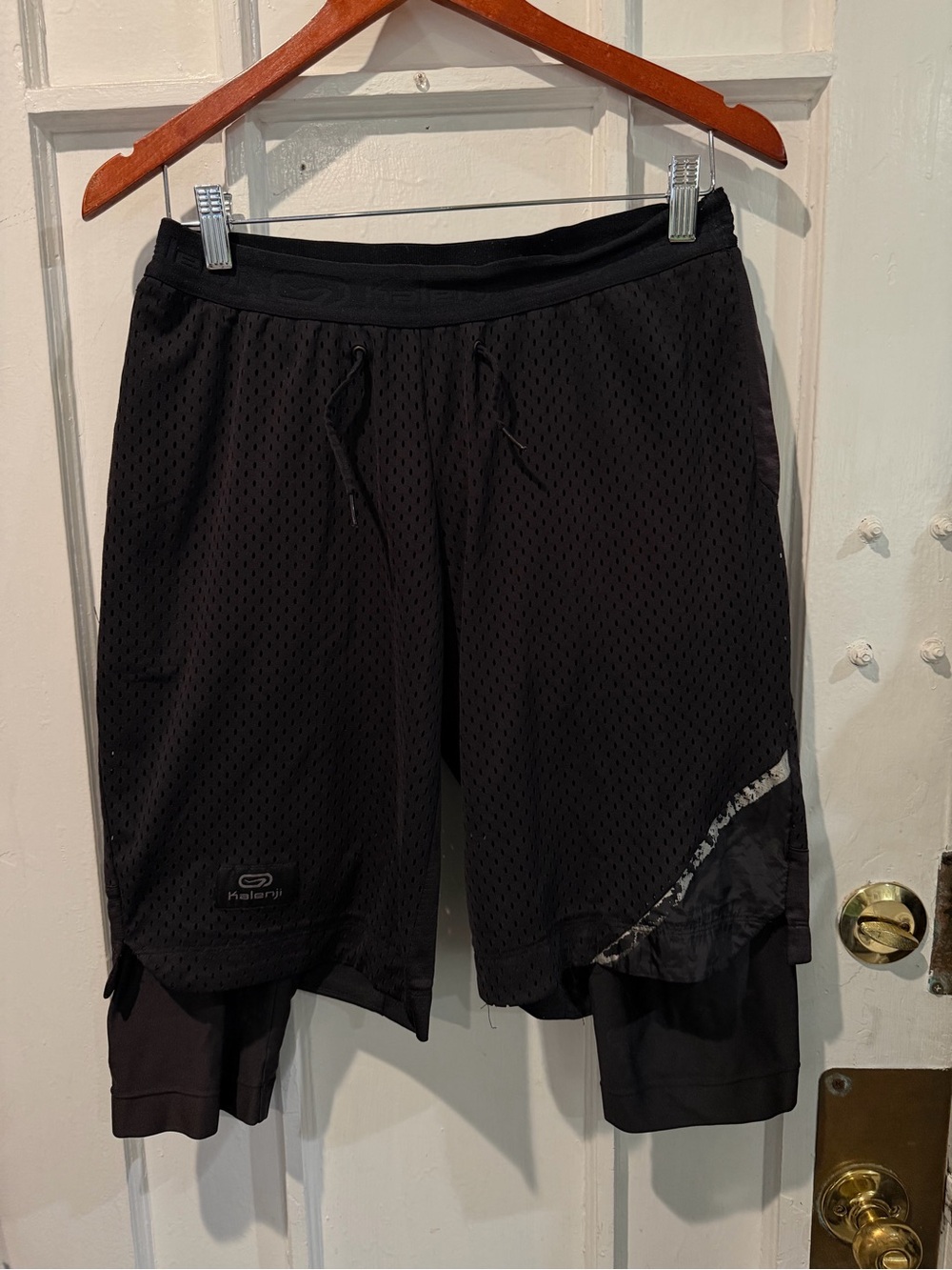 Kaileigh Black Men's Athletic 2-in-1 Mesh Shorts